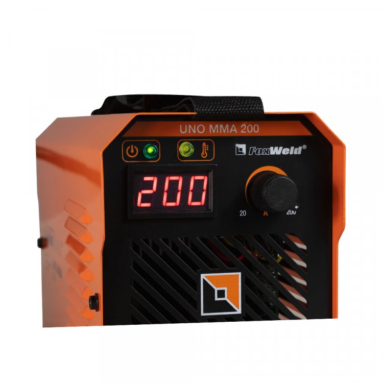 Сварочный аппарат UNO MMA 200 - Цифровой дисплей. Горячий старт, форсаж дуги, антизалипание. MMA, панельные розетки 35 мм2, напряжение питания: 220В±15%, Диапазон сварочного тока: 20-200А, ПВ: 100%, ремень для переноски, комплектация: кабели 3 м, эле Сварочный аппарат UNO MMA 200 - Цифровой дисплей. Горячий старт, форсаж дуги, антизалипание. MMA, панельные розетки 35 мм2, напряжение питания: 220В±15%, Диапазон сварочного тока: 20-200А, ПВ: 100%, ремень для переноски, комплектация: кабели 3 м, эле