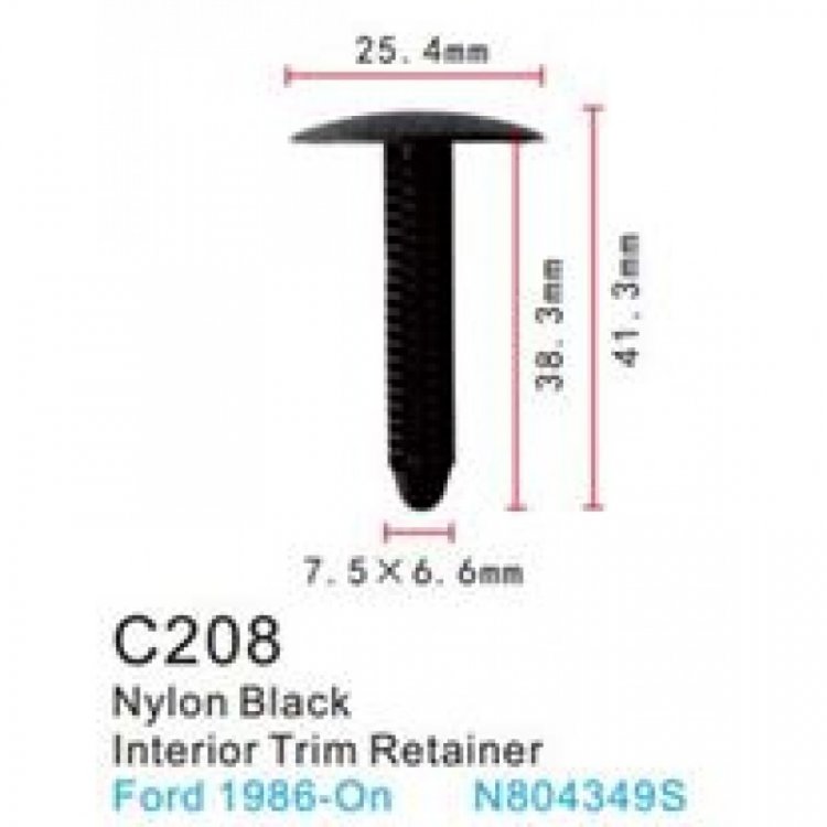 Клипса для крепления внутренней обшивки а/м Форд пластиковая (100шт/уп.)