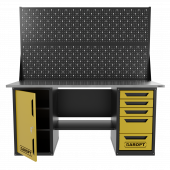 Верстак двухтумбовый дверь/5 ящиков с двумя экранами, желтый 1800*700 Garopt, GT1800DY5PP2.yell