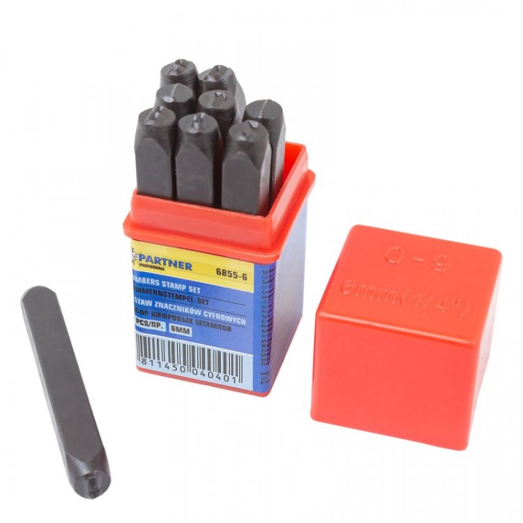 Набор цифровых штампов 9пр. (6мм),в пластиковом футляре