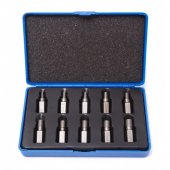 Набор бит-экстракторов для извлечения поврежденных болтов 10пр. (M3.5-M4-M5-M6-M6.5-M7.5-M8-M9-M10-M11), пластиковом кейсе