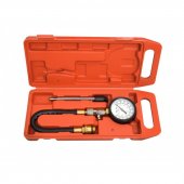 Индикатор компрессии бензинового двигателя (0-21Bar, М14, М18 + жесткий прижимной адаптер-переходник) 3пр., в кейсе