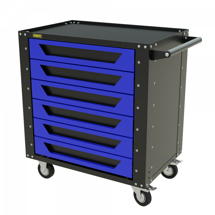 Тележка инструментальная Garopt 6 ящиков СИНЯЯ, Серия "Low-cost"