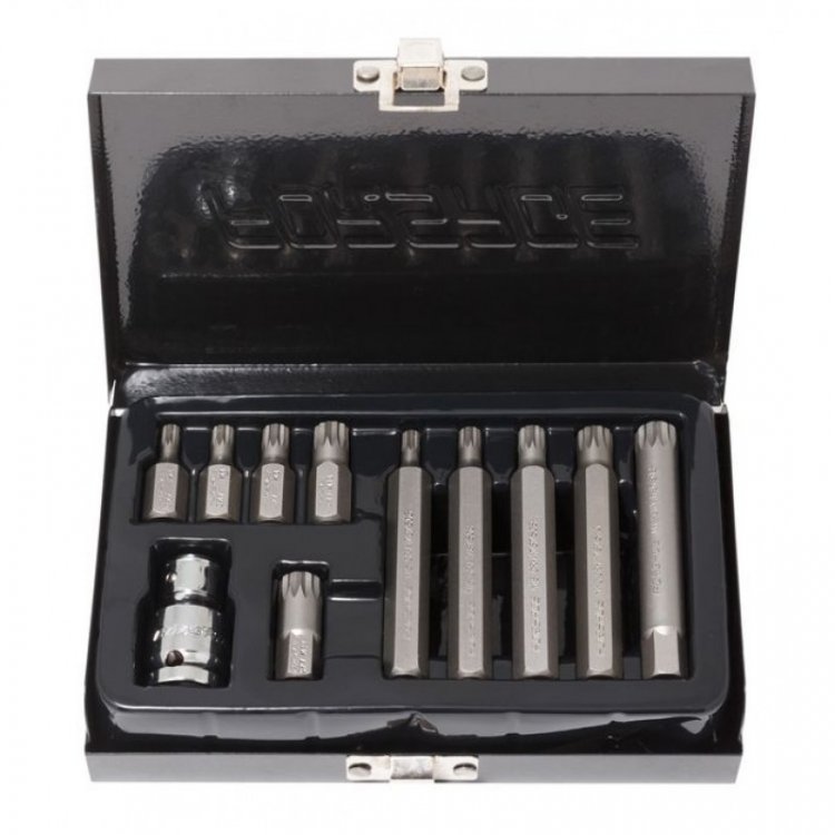 Набор бит SPLINE с битодержателем,11пр. 1/2"(L:30/75мм; M5,М6,М8,М10,M12)в пластиковом кейсе