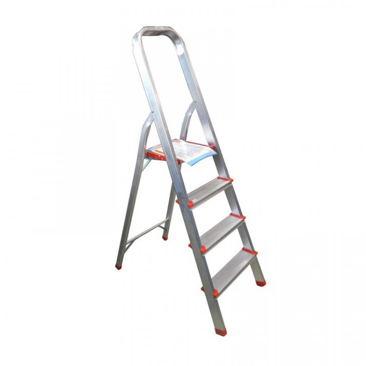 Лестница-стремянка алюминиевая (4 ступеньки,высота рабочая - 780мм, высота полная 1280мм)