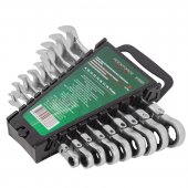 Набор ключей комбинированных трещоточных с шарниром 9пр. (8,10,12,13,14,16,17,18,19мм )в пластиковом держателе