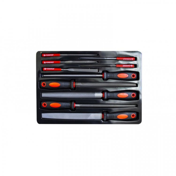 Набор напильников разнопрофильных 10 пр.(плоский, треугольный, круглый, полукруглый, квадратный, L-185мм,L-325мм),в ложементе