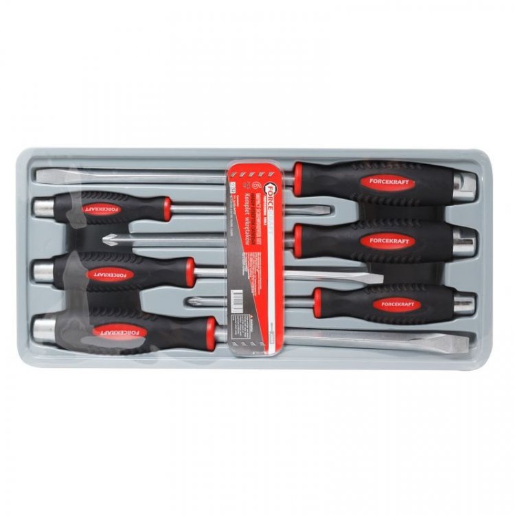 Набор отверток силовых магнитных "Profi" S2, 6пр. (PH:2x100, 3x150мм; SL 5.5х125, 6.5х150, 10х200, 12х200мм)в лотке