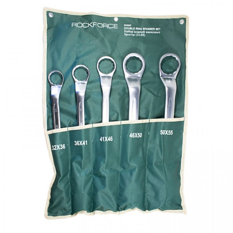 Набор ключей накидных отогнутых на 45грд. 5пр.(32x36,36x41,41x46,46x50,50x55мм), на полотне