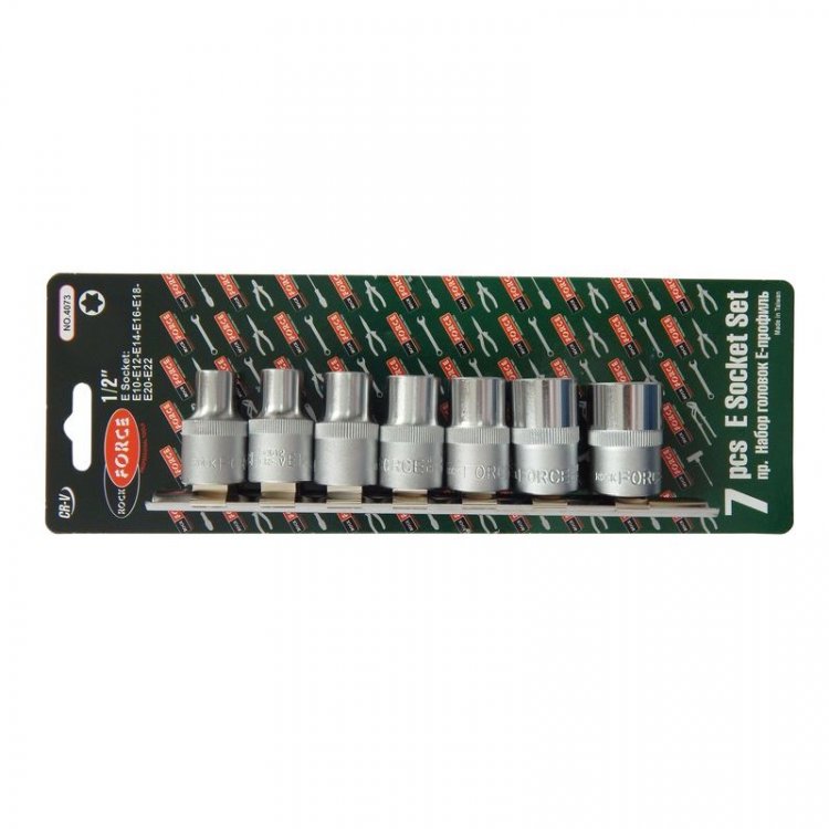 Набор головок Е-профиль 7пр. 1/2" (E10,E12,E14,E16,E18,E20,E22), на планке Набор головок Е-профиль 7пр. 1/2" (E10,E12,E14,E16,E18,E20,E22), на планке