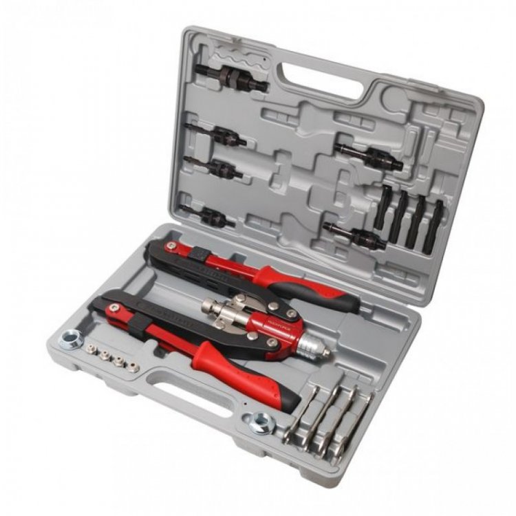 Заклепочник механический двуручный 3в1 складной "Profi", Taiwan (L-520мм, заклепки 3.2-6.4мм, резьбовые заклепки М4-М12), в кейсе Заклепочник механический двуручный 3в1 складной "Profi", Taiwan (L-520мм, заклепки 3.2-6.4мм, резьбовые заклепки М4-М12), в кейсе