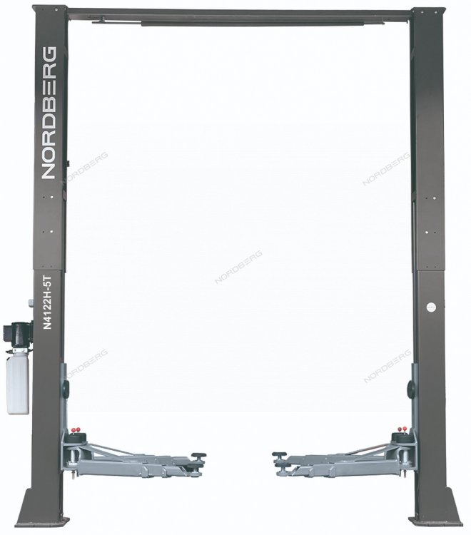 Подъемник двухстоечный 5 т, верхняя синхронизация, 380 В, серый