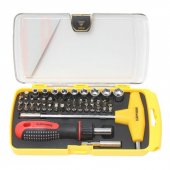 Отвертка реверсивная, в наборе с Т-образным держателем, комплектом бит и головок (46пр.)в пластиковом футляре. Отвертка реверсивная, в наборе с Т-образным держателем, комплектом бит и головок (46пр.)в пластиковом футляре.