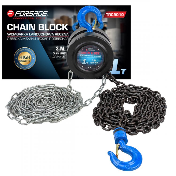 Лебедка механическая подвесная c фиксацией цепи натяжения, 1 т (длина цепи - 2,5м) Лебедка механическая подвесная c фиксацией цепи натяжения, 1 т (длина цепи - 2,5м)