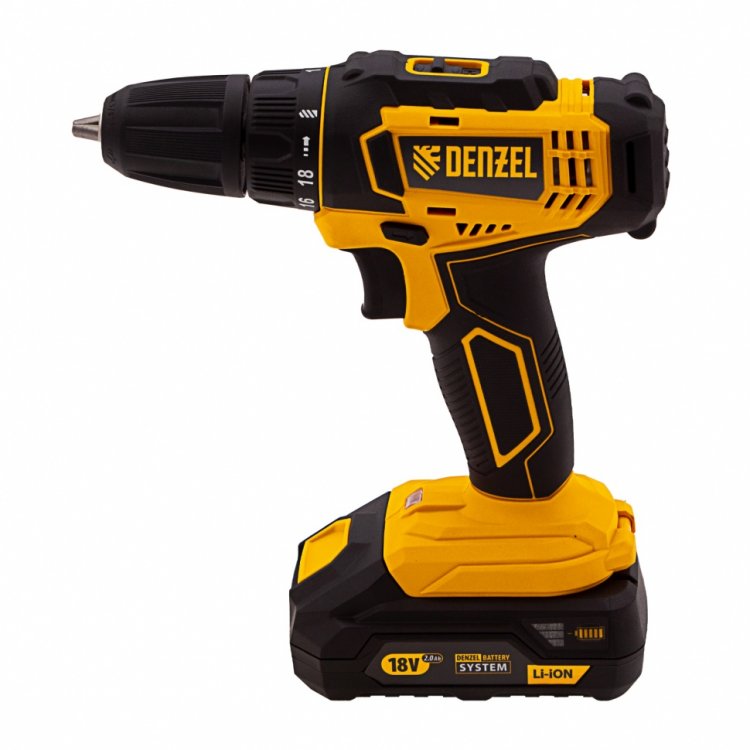 Дрель-шуруповерт аккумуляторная CDL-18-02BM, Li-Ion, 18 В, 2 акк.// Denzel