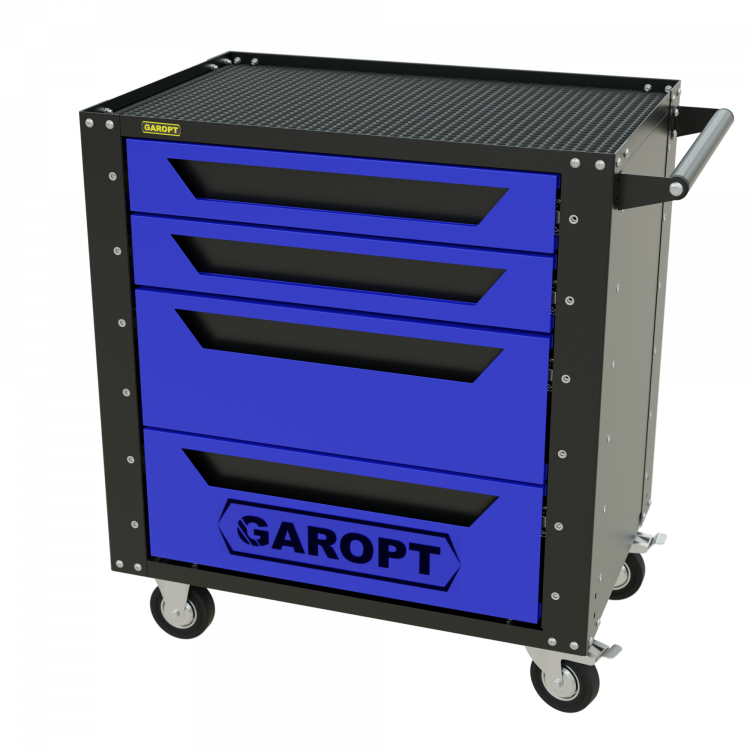 Тележка инструментальная Garopt 4 ящика СИНЯЯ, Серия "Low-cost"