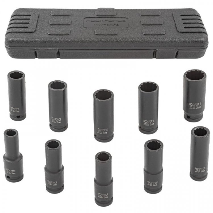 Набор головок ударных глубоких 10пр.,1/2" 12гр.(10,12-15,17,19,21,22,24мм), в пластиковом кейсе