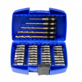 Набор бит и сверел 37пр., в пластиковом футляре