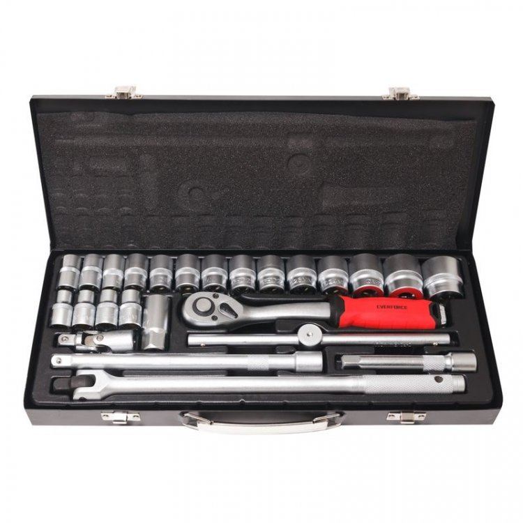 Набор инструментов 26пр. 1/2'' (6гр.)(10-32мм), в металлическом кейсе