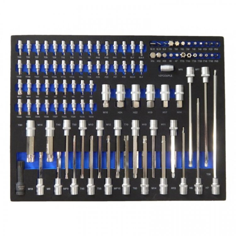 Набор бит и головок-бит,1/4" 5/16" 1/2" 101пр.(PH, PZ, SL, TORX, TORX с отверстием, HEX, SPLINE) в ложементе Набор бит и головок-бит,1/4" 5/16" 1/2" 101пр.(PH, PZ, SL, TORX, TORX с отверстием, HEX, SPLINE) в ложементе