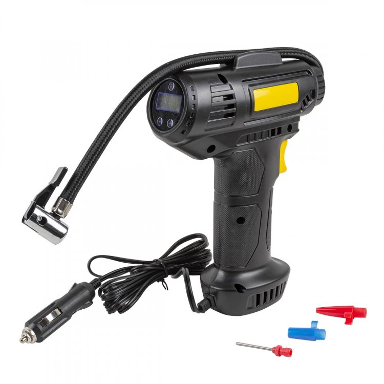 Компрессор поршневой автомобильный с цифровым манометром (25л/мин, 10А) F-026 12V