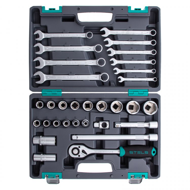 Набор инструментов 1/2", CrV, пластиковый кейс 31предм, Stels