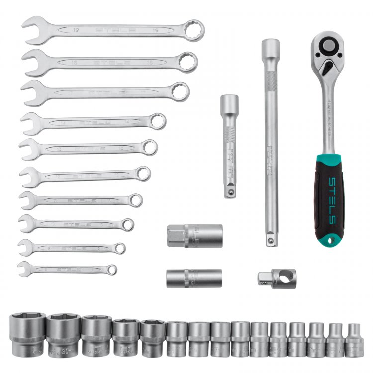 Набор инструментов 1/2", CrV, пластиковый кейс 31предм, Stels