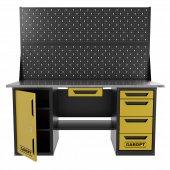 Верстак двухтумбовый дверь/4 ящиков с двумя экранами и ящиком, желтый 1800*700 Garopt, GT1800DY1Y4PP2.yell