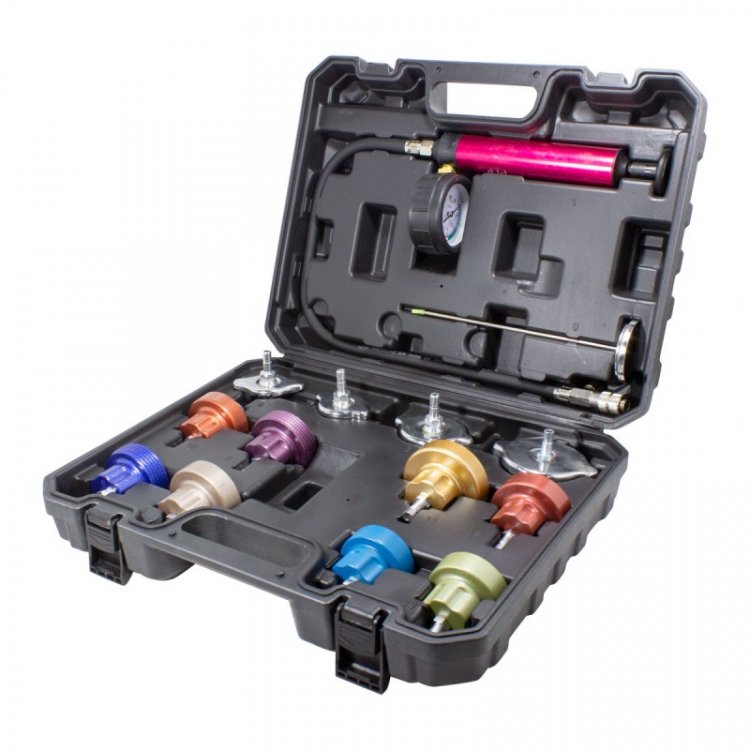 Набор приспособлений для тестирования систем охлаждения 14пр. (0-2.5bar), в кейсе Набор приспособлений для тестирования систем охлаждения 14пр. (0-2.5bar), в кейсе