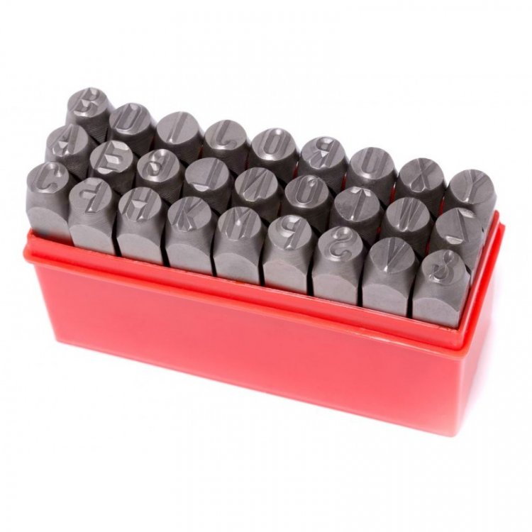 Набор штампов буквенных 3мм, 27пр., в пластиковом футляре