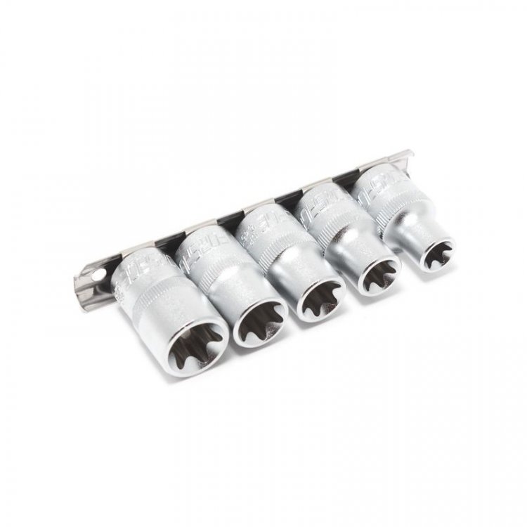 Набор головок Е-профиль 5пр. 1/2" (E12,E14,E16,E18,E20), на планке Набор головок Е-профиль 5пр. 1/2" (E12,E14,E16,E18,E20), на планке