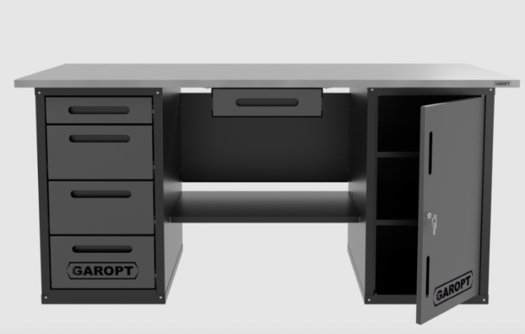 Верстак с ящиком двухтумбовый дверь/4 ящиков, серый 1800*700 Garopt, GT1800DY1Y4.grey Верстак с ящиком двухтумбовый дверь/4 ящиков, серый 1800*700 Garopt, GT1800DY1Y4.grey