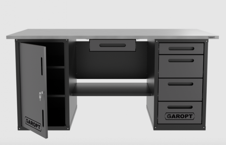 Верстак с ящиком двухтумбовый дверь/4 ящиков, серый 1800*700 Garopt, GT1800DY1Y4.grey Верстак с ящиком двухтумбовый дверь/4 ящиков, серый 1800*700 Garopt, GT1800DY1Y4.grey