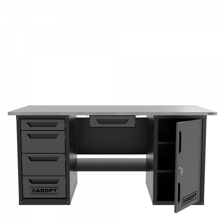 Верстак с ящиком двухтумбовый дверь/4 ящиков, серый 1800*700 Garopt, GT1800DY1Y4.grey