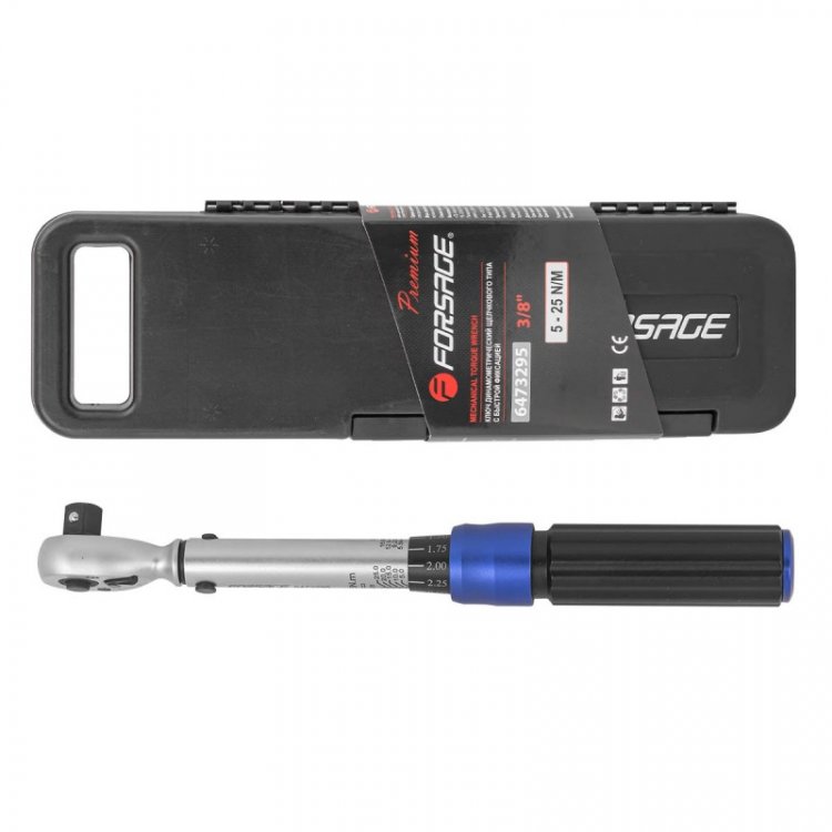 Ключ динамометрический щелчкового типа с быстрой фиксацией "Premium" 5-25Нм,3/8",в пластиковом кейсе