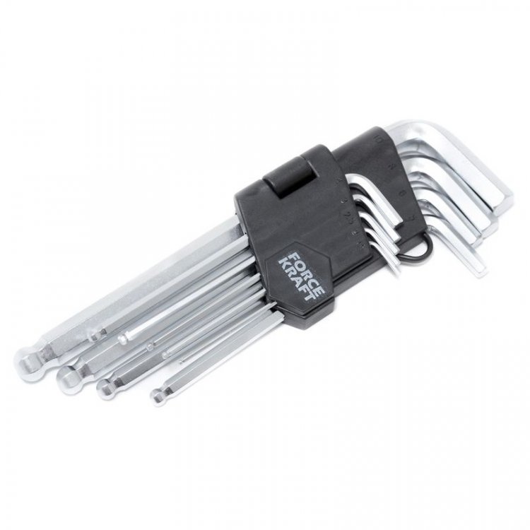 Набор ключей Г-образных 6-гранных с шаром CR-V, 9пр. (1.5,2,2.5,3-6,8,10мм), на пластиковом держателе