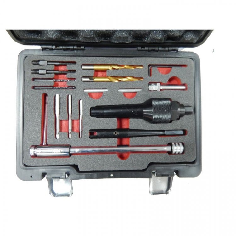 Комплект инструментов для извлечения свечей накаливания и реставрации резьбы, в кейсе "Pemium"