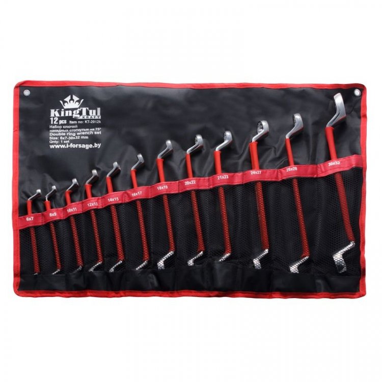 Набор ключей накидных, отогнутых на 75град., 12пр. (6х7-21х23, 24х27, 25х28,30х32мм)