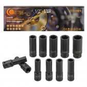 Набор головок ударных глубоких 11пр.1/2'' (6-гр.)(10-15,17,19,21,22,24),в кейсе Набор головок ударных глубоких 11пр.1/2'' (6-гр.)(10-15,17,19,21,22,24),в кейсе