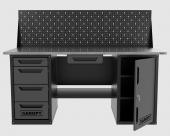 Верстак двухтумбовый дверь/4 ящиков с экраном и ящиком, серый 1800*700 Garopt, GT1800DY1Y4PP.grey Верстак двухтумбовый дверь/4 ящиков с экраном и ящиком, серый 1800*700 Garopt, GT1800DY1Y4PP.grey