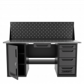 Верстак двухтумбовый дверь/4 ящиков с экраном и ящиком, серый 1800*700 Garopt, GT1800DY1Y4PP.grey