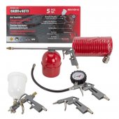 Набор пневмоинструмента 5пр.(краскопульт-сопло 1.5мм,обдувочник,подкачка,промывка+шланг 5м) Набор пневмоинструмента 5пр.(краскопульт-сопло 1.5мм,обдувочник,подкачка,промывка+шланг 5м)
