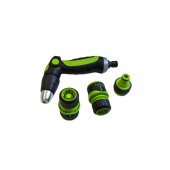 Пистолет-распылитель поливочный с регулировкой подачи воды диаметра распыления в комплекте с быстроразъемами 4пр.,на блистере