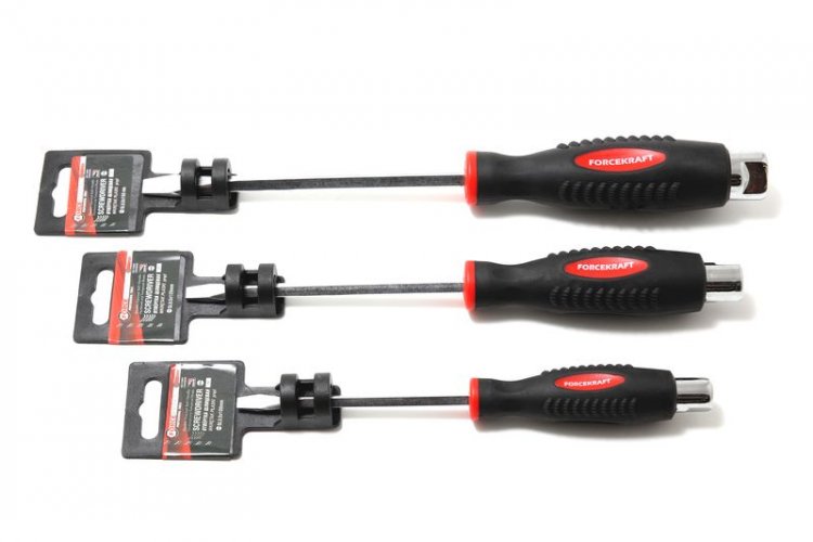 Отвертка шлицевая силовая магнитная под ключ "Profi" S2 SL6.5х125мм, на пластиковом держателе