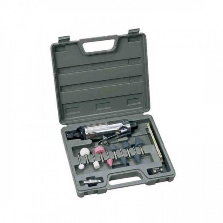 Пневмобормашинка с цанговым зажимом 25000 об/мин с комплектом насадок Пневмобормашинка с цанговым зажимом 25000 об/мин с комплектом насадок