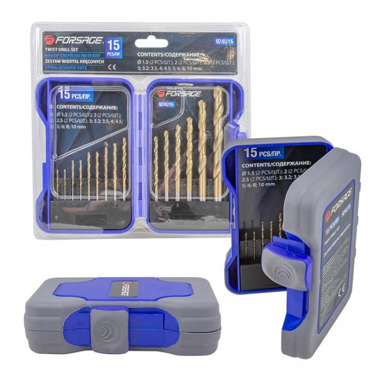 Набор сверл по металлу 15пр(1.5-2шт,2-2шт,2.5-2шт,3,3.2,3.5,4,4.5,5,6,8,10мм)в кейсе Набор сверл по металлу 15пр(1.5-2шт,2-2шт,2.5-2шт,3,3.2,3.5,4,4.5,5,6,8,10мм)в кейсе