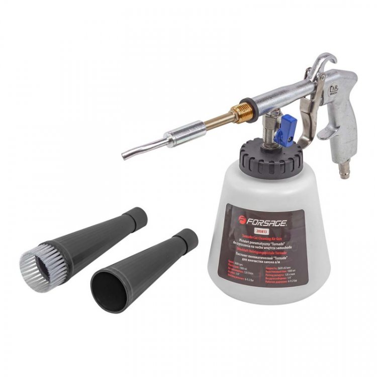 Пистолет пневматический "Tornado" для химчистки салона а/м с емкостью 1л (3600об/мин, расход воздуха 120 л/мин,6-9.2 бар) Пистолет пневматический "Tornado" для химчистки салона а/м с емкостью 1л (3600об/мин, расход воздуха 120 л/мин,6-9.2 бар)
