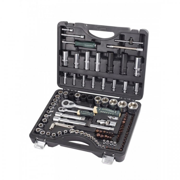 Набор инструментов 108+6пр.1/4"1/2"(6гр.)+(гол.-бита1/4":T40;биты 5/16":М5,6,8,10,12,14;головка 1/2"8мм;ключиГ-обр.:4,5,6мм,T20H,T25H; удл. гибк.1/4")