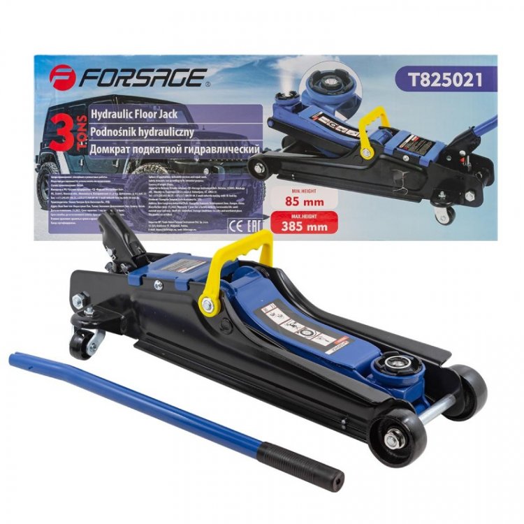 Домкрат подкатной гидравлический 3 т низкопрофильный с воротком и LEDподсветкой (h min85мм,h max385мм)в коробке Домкрат подкатной гидравлический 3 т низкопрофильный с воротком и LEDподсветкой (h min85мм,h max385мм)в коробке