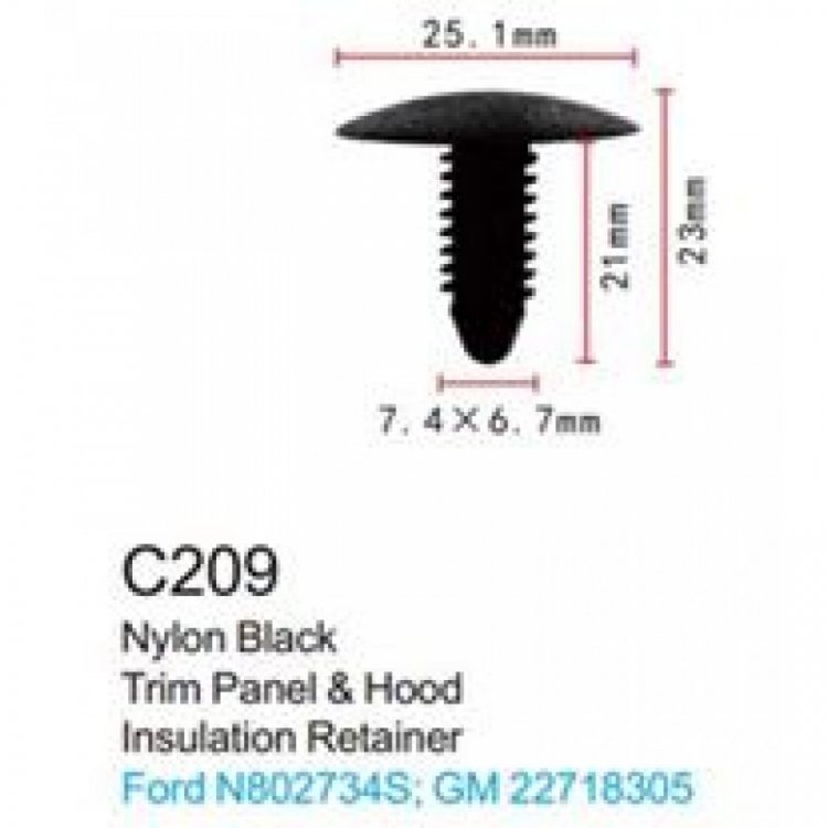 Клипса для крепления внутренней обшивки а/м Форд пластиковая (100шт/уп.)